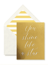 You Shine Like a Star Greeting Card, Single Folded Card