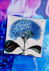 Blue Hydrangea Decoupage Glass Tray