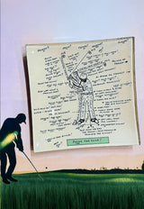 Golf Sketch Swing The Club Decoupage Glass Tray