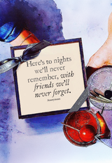 Min. Case Pack of 2 // Here's To Nights Copper & Glass Coasters, Set of 4