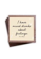 Min. Case Pack of 2 // I Have Mixed Drinks About Feelings Copper & Glass Coasters, Set/ 4