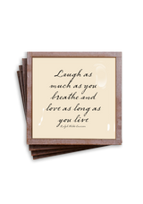 Min. Case Pack of 2 // Laugh As Much As You Breathe Copper & Glass Coasters, Set of 4