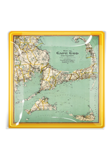 Vintage Map of Cape Cod Seacoast Decoupage Glass Tray