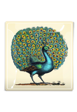 Proud Peacock Decoupage Glass Tray