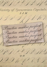 Practice Makes Perfect Cursive Decoupage Glass Tray