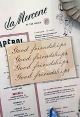 Good Friendships Cursive Decoupage Glass Tray