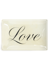Romantic Love Script Decoupage Glass Tray
