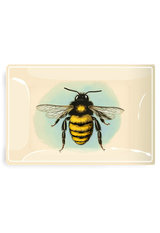 Blue Sky Golden Honeybee Decoupage Glass Tray