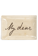 My Dear Cursive Decoupage Glass Tray