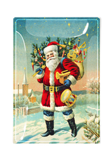 A Merry Christmas Santa With Tree Decoupage Glass Tray