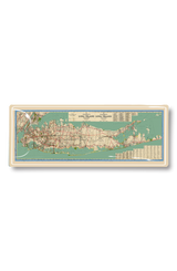 Vintage Long Island Hagstrom's Map Decoupage Glass Tray