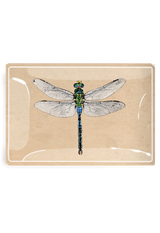 Emerald Green Crystal Dragonfly Decoupage Glass Tray