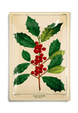 American Holly Glass Decoupage Tray