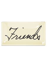 Antique Friends Script Decoupage Glass Tray