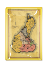Block Island Antique Map Decoupage Glass Tray
