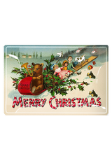 Merry Christmas Toy Sled Decoupage Glass Tray