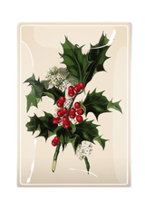 Holly Sprig Decoupage Glass Tray