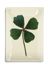 Lucky Four-Leaf Clover Drawing Decoupage Glass Tray