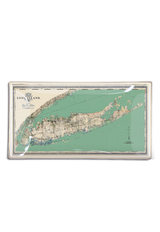 Long Island Sea Coast Map Decoupage Glass Tray