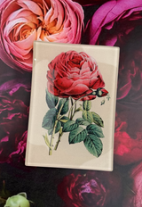Glistening Pink Rose Decoupage Glass Tray