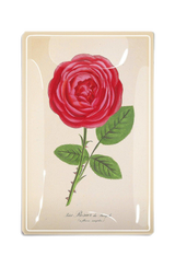 Single Hot Pink David Austin Rose Stem Decoupage Glass Tray