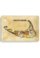 Nantucket Antique Map Decoupage Glass Tray