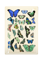 Green/ Blue Wildflower Butterflies Decoupage Glass Tray