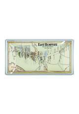 Vintage East Hampton Long Island Map Decoupage Glass Tray