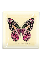Pink Butterfly Decoupage Glass Tray