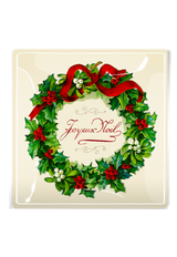 Joyeux Noel Wreath Decoupage Glass Tray