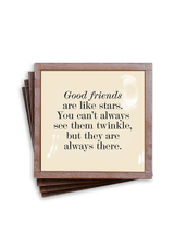 Min. Case Pack of 2 // Good Friends Are Like Stars Copper & Glass Coasters, Set of 4
