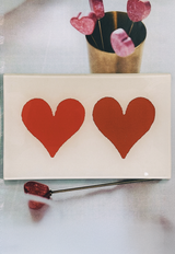 Pair of Hearts Decoupage Glass Tray