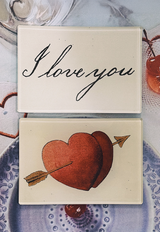 I Love You Script Decoupage Glass Tray