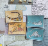 Nantucket Antique Map Decoupage Glass Tray