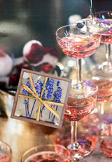 Pressed Flower Lavender Copper & Glass Coasters, Set/ 4// Min. Case of 2