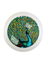 Proud Peacock 4" Round Glass Coaster