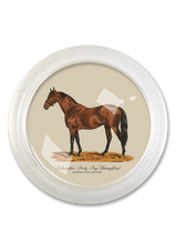 ‘Bellweather’ Derby Day Thoroughbred 4" Round Glass Coaster