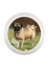 Vintage Pug Dog Round Glass 4" Coaster