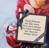 Min. Case Pack of 2 // Good Friends Are Like Stars Copper & Glass Coasters, Set of 4