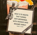 Min. Case Pack of 2 // Here's To Nights Copper & Glass Coasters, Set of 4