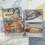 Antique East Hampton, Long Island Estate Map Decoupage Glass Tray