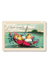 An Easter Greeting Peeps in an Umbrella Decoupage Glass Tray - Wholesale Ben's Garden