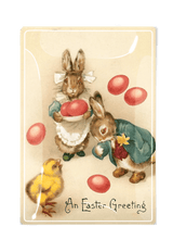 An Easter Greeting Traveling White Easter Bunny Decoupage Glass Tray - Wholesale Ben's Garden