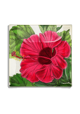 Argentinian Pink Hibiscus Flower Decoupage Glass Tray