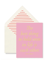 The Best Thing to Hold Pink Greeting Card, Single Folded Car