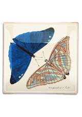 Blue Butterfly Pair Decoupage Glass Tray - Wholesale Ben's Garden