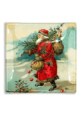 Christmas Santa Decoupage Glass Tray - Wholesale Ben's Garden