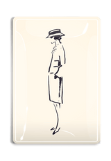 Classic French Society High Fashion Fashion Sketch Decoupage Glass Tray - Wholesale Ben's Garden