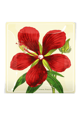 Crimson Hibiscus Flower Decoupage Glass Tray - Wholesale Ben's Garden
