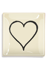 Vintage Heart Sketch Decoupage Glass Tray